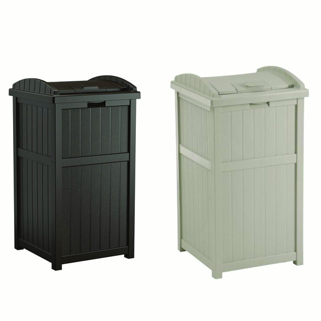Suncast Trash Hideaway Poubelle de Patio Extérieure 33 Gallons, 1 Java et 1 Taupe