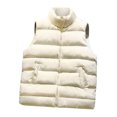 thumbnail image 2 of DPTALR Femmes Gilet à Poches Manteau Veste Courte Hiver Sans Manches Col Montant Fermeture Éclair Uni Vêtement d'Extérieur, 2 of 7