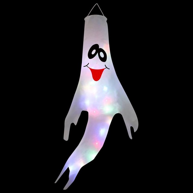 Hbdhejl Halloween Windsocks With White Led String Lights 47.2 Inch Light Up Hanging Outdoor Halloween Decorations Battery Operated Waterproof For Halloween Party Yard Decor