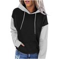 thumbnail image 1 of MeetoTime Women's Color Block Hoodie Fall Fleece Long Sleeve Crew Neck Oversized Hooded Sweatshirt Pullover Tops, 1 of 6