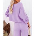 thumbnail image 4 of ORUYROP Ensemble de Pull 2 Pcs pour Femmes Haut Court à Manches Longues et Pantalon Large, 4 of 6