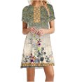 thumbnail image 1 of Cameland Robe d'Été pour Femme, Mode Bord de Mer, Décontractée, Imprimée, à Manches Courtes, à Col Rond, 1 of 4