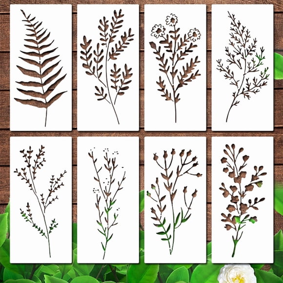 XYAIYT Garden Fence Flower Stencils Set of 8 Reusable Floral Patterns for DIY Painting Wood,Walls,Canvas,5.9x3.0 Inch,Perfect for Home Decor Craft Projects