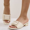 thumbnail image 4 of Dakaela Women's Flat Sandals Summer Comfortable Square Open Toe Slip on Slides Work Dress Mules Beige, 4 of 6