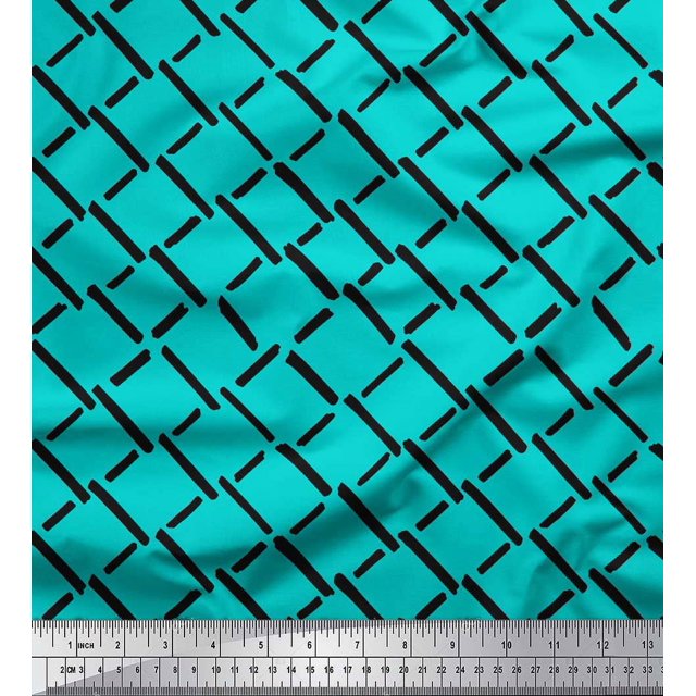 Soimoi Green Poly Georgette Fabric Brush Stroke Abstract Decor Fabric Printed Yard 42 Inch Wide