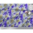 thumbnail image 2 of Soimoi Blue Modal Satin Fabric Leopard & Wild Animal Skin Decor Fabric Printed BTY 42 Inch Wide, 2 of 3