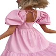 thumbnail image 4 of Robe Décontractée pour Femme Couleur Unie Polyester Manches Courtes Bouffantes Col Carré Style Ourlet à Volants Mini Robes Jaune m, 4 of 5