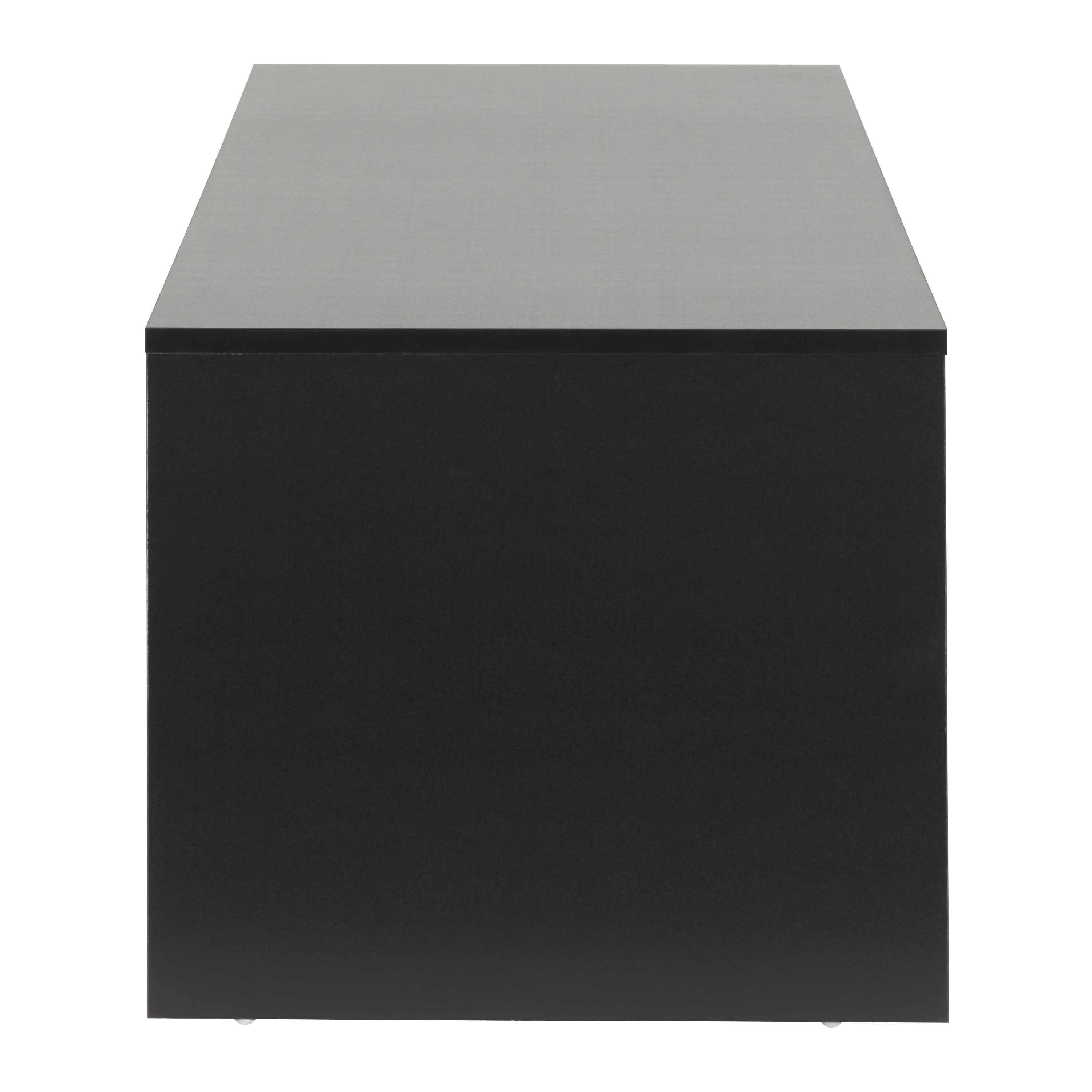 Meuble TV double modulaire CorLiving Ellis en bois d'ingénierie avec 4 portes vitrées cannelées, compatible avec la plupart des téléviseurs de plus de 95 pouces, noir