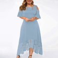 thumbnail image 3 of CHUANK Summer Plus Size Maxi Dresses For Wedding Guest Lace Stitching Dress Cold Shoulder Long Dresses Short Sleeve, 3 of 7