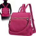 thumbnail image 1 of Anti-Theft Convertible Backpack for Women Men, Waterproof Nylon Shoulder Bag Handbag with Multi Pockets(Dark Pink), 1 of 9