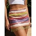 thumbnail image 3 of Women's Sequin Mini Skirts Low Waist Rainbow Color Tassel Skirts, 3 of 8