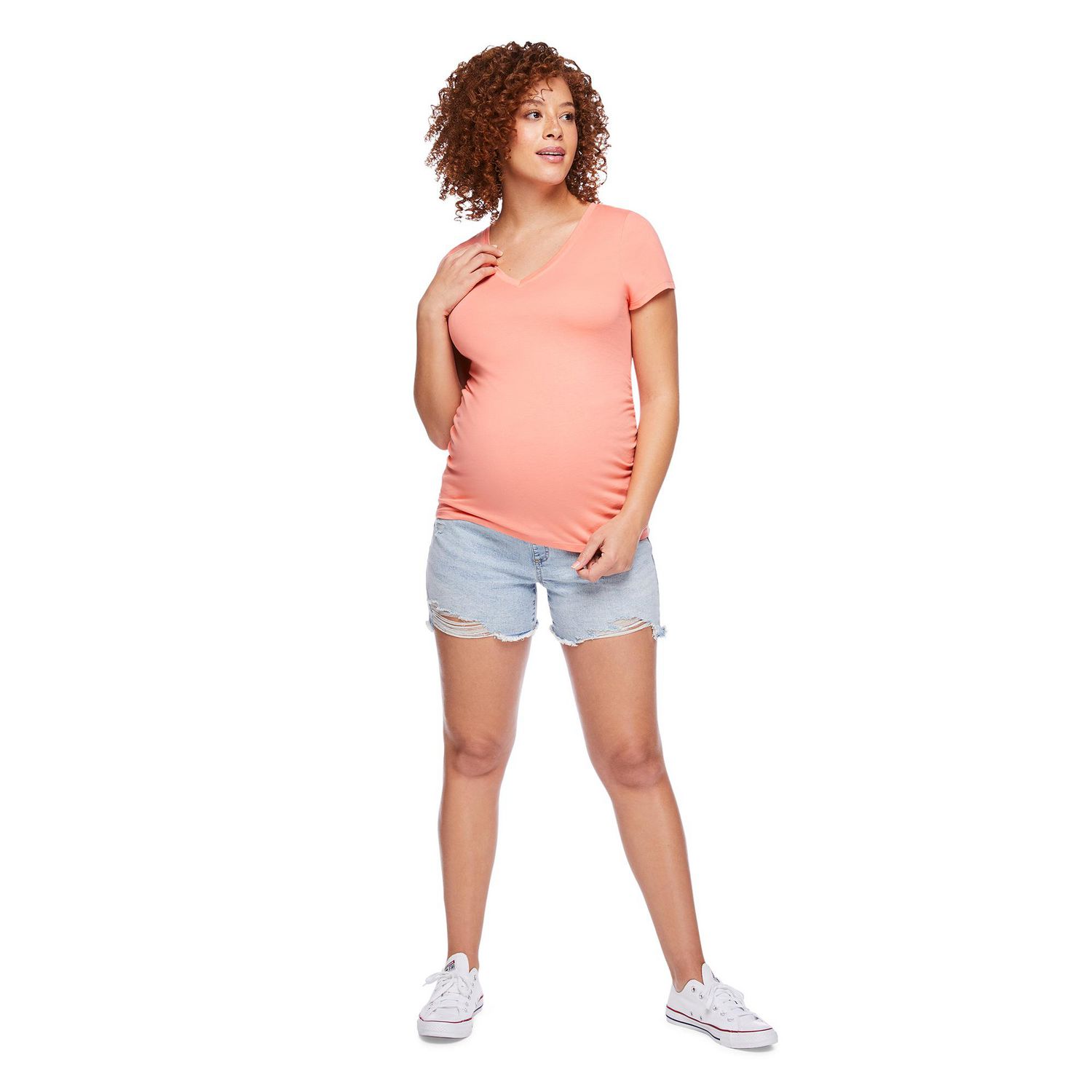 Paisley Sky Maternity Short Sleeve V-Neck Tee