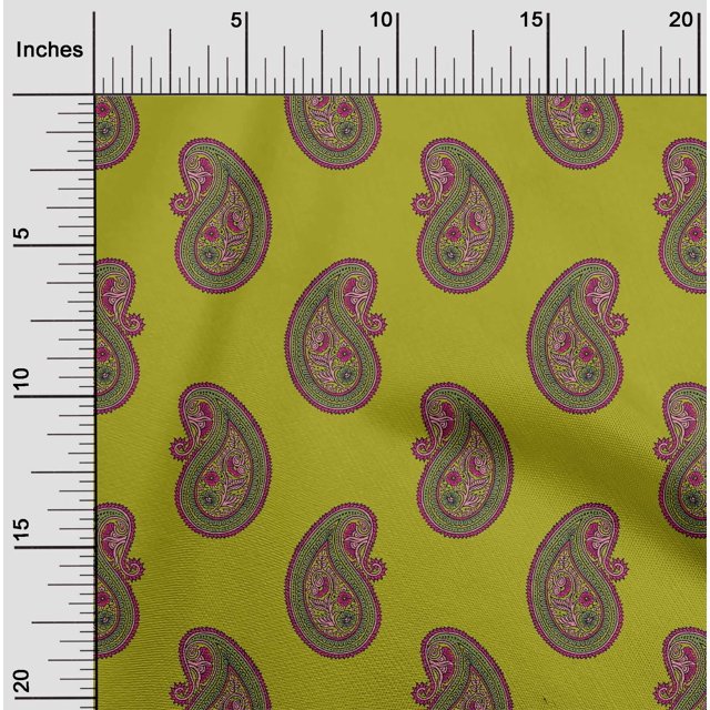 oneOone Cotton Poplin Fabric Paisley Block Print Fabric By Yard 56 Inch Wide