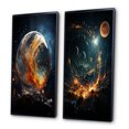 thumbnail image 3 of Designart "Celestial Worlds II" Galaxies Framed Wall Art Set Of 2 - Teal Fantasy Gallery Wall Frame Set For Home Decor, 3 of 6