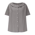 thumbnail image 4 of Blouses pour Femmes Décontractées à Col Rond Boutonnées T-Shirt Basique Confortable Détente Tendance Léger Été Vacances Chemise Douce 2025, 4 of 6