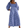 thumbnail image 2 of EGNMCR Robes d'Été Femmes Tendance 2024 Femmes Décontractées et Confortables Haut-Parleur Manches 3/4 Robe Imprimée Grande, 2 of 6