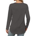 thumbnail image 4 of Pisexur Hauts pour Femmes Décontractés Col Rond T-Shirts Couleur Unie Été Classique Manches Longues Tuniques Tendance Blouses Automne, 4 of 6