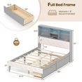 thumbnail image 3 of Costway Full Size Bed Frame with Bookcase Headboard Storage Bed with LED Lights Gray, 3 of 10