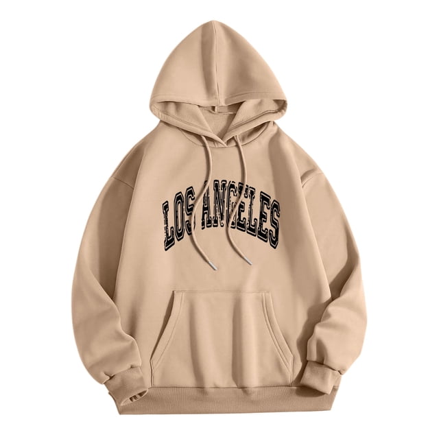 LUOGENLI Chandails à Capuche pour Hommes à Fermeture Éclair 4TG Los Angeles Hommes Femmes Lettrage Graphique Imprimé Col Rond Manches Longues Chandail Hauts Chandails à Capuche pour Hommes Kaki Taille m