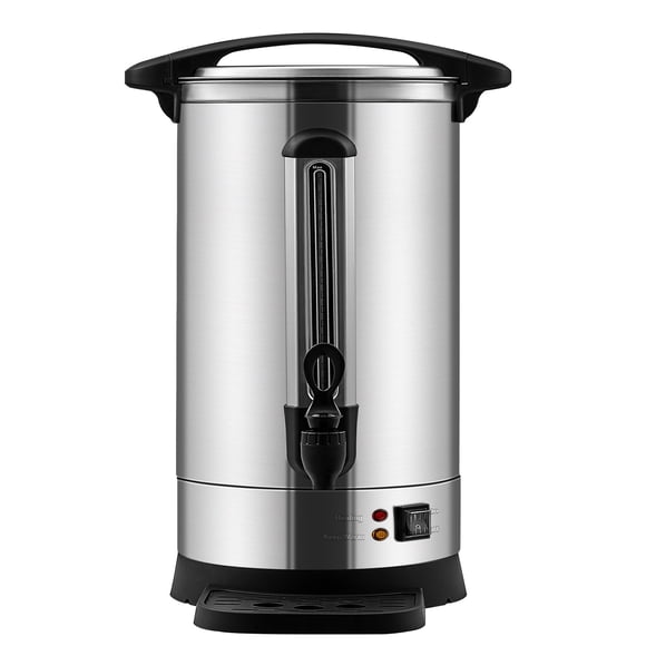 KFFKFF Commercial Coffee Urn, 65 Cups Stainless Steel Large Coffee Dispenser, 1500W 110V Electric Coffee Maker Urn For Quick Brewing, Hot Water Urn with Detachable Power Cord for Easy Cleaning, Silver