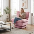 thumbnail image 3 of EDTara Swivel Chenille Vanity Chair, Single Arm Sofa With 360° Rotation and Tufted Cushion for Bedroom or Living Room, 3 of 7