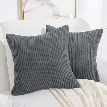 PiccoCasa 2Pcs Corduroy Cushion Covers Decorative Soft Throw Pillow Covers Dark Gray 20"x20"