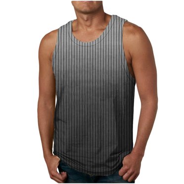 YUTK Men's Casual Tank Top in Clearance New Fashion Casual Men's Summer Loose Waistcoat Print Sport Round-Neck Tank Features Gray 5Xl