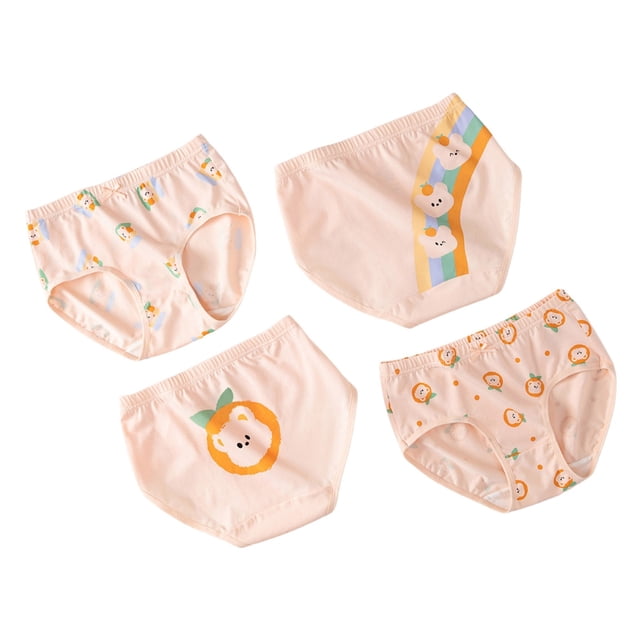 Girls Kids Underwear Cute Print Briefs Shorts Pants Underwear Trunks 4Pcs Clothes