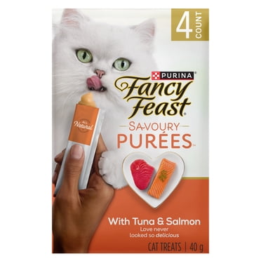 Purina Fancy Feast Savoury Puree Naturals with Natural Salmon & Tuna in a Demi-Glace, Cat Treats 40g
