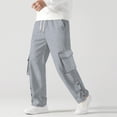thumbnail image 2 of Lovzfmll Men's Solid Color Slit Hem Cargo Sweatpants, Elastic Drawstring Waist, Straight-Leg for Modern Style Gray, 3XL, 2 of 5