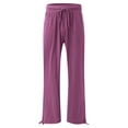 thumbnail image 4 of Timegard Womens Pants Plus Size Elastic High Waisted Drawstring Wide Leg Lightweight Casual Loose Trousers, 4 of 5