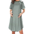 thumbnail image 1 of Bwiyojiz Mode Tailles P-TTG Fermeture Éclair Latérale Allaitement Maternité Imprimé Robe à Manches Courtes Col Rond pour Femmes Enceintes Pyjama Décontracté, Vert, 1 of 2