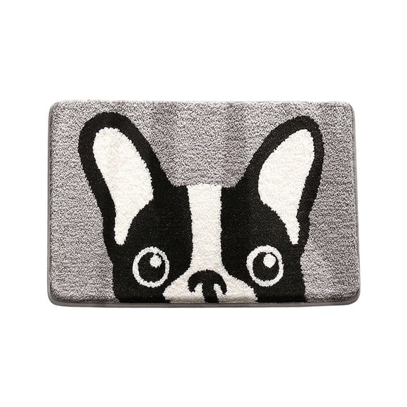 Bathroom Floor Mat Absorbent Polyester Doormat With Non Slip Rubber Backing 23.62 in x 15.75 in Gray