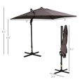 thumbnail image 3 of Outsunny 8'x8' Square Patio Hanging Offset Umbrella w/ Base Light Brown, 3 of 10