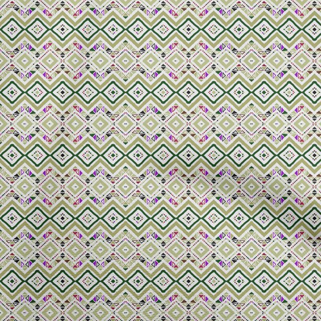 oneOone Rayon Light Green Fabric Geometric Craft Projects Decor Fabric Printed By The Yard 56 Inch Wide