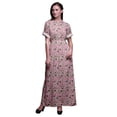 thumbnail image 1 of Bimba Rayon Cabbage Leaves Printed Womens Long MaxiDressGown With Side Slit-Medium, 1 of 6