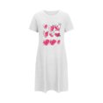 thumbnail image 5 of Pyjamas en Coton Robes de Nuit pour Femmes Robe de Sommeil à Imprimé Cœur Manches Courtes Col Rond Chemise de Nuit Confort Robe de Pyjama Tenue de Nuit T-Shirt Tenue d'Intérieur Robe de Maison Chemises de Nuit pour Femmes Coton Blanc TTG, 5 of 5