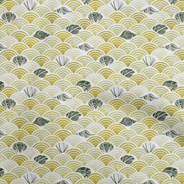 oneOone Cotton Poplin Lime Green Fabric Sea Shells Ocean Sewing Craft Projects Fabric Prints By Yard 56 Inch Wide