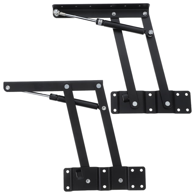 Table en Fer Pliable à Hauteur Réglable avec Support Pneumatique Stable Noire pour Meubles 2 Pcs