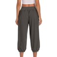 thumbnail image 4 of Timegard Womens Capri Pants Elastic High Waist Button Comfy Solid Color Casual Crop Pants with Pockets, 4 of 7