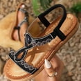 thumbnail image 1 of Tranfacy Summer Shoes,Womens Sandals,Women Large Bohemian Elastic Rhinestone Flower Roman Sandals, 1 of 4