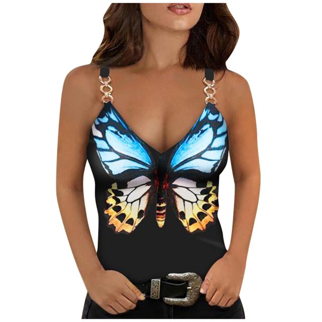 CHUANK Ichuanyi Blouse à Imprimé Sans Manches à Col en V pour Femmes, Décontractée, Ample, à Fermeture Éclair