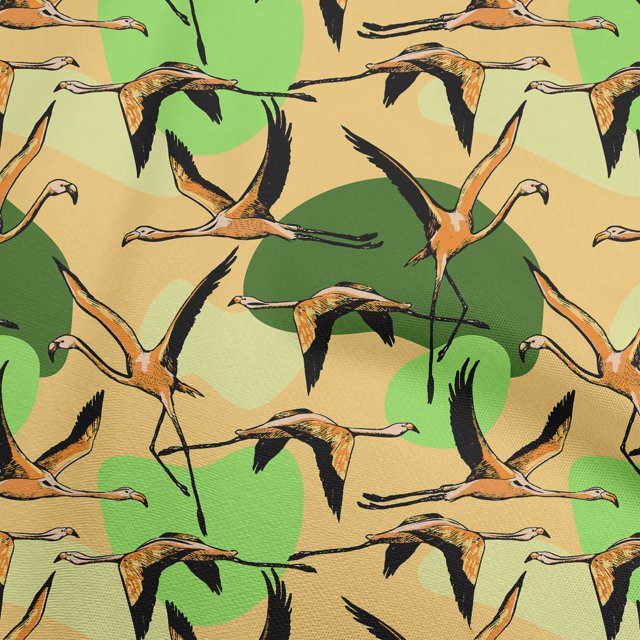 oneOone Velvet Yellow Fabric Flamingo Sewing Craft Projects Fabric Prints By Yard 58 Inch Wide