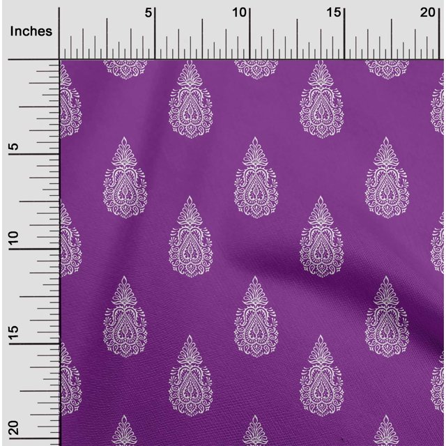 oneOone Georgette Viscose Fabric Paisley Block Printed Craft Fabric BTY 42 Inch Wide