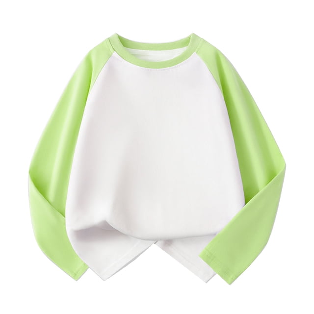 MIASHUI Chandails de Sport à Manches Longues pour Filles et Garçons, Couche de Base en Coton Extensible, Vert, 5-6 Ans