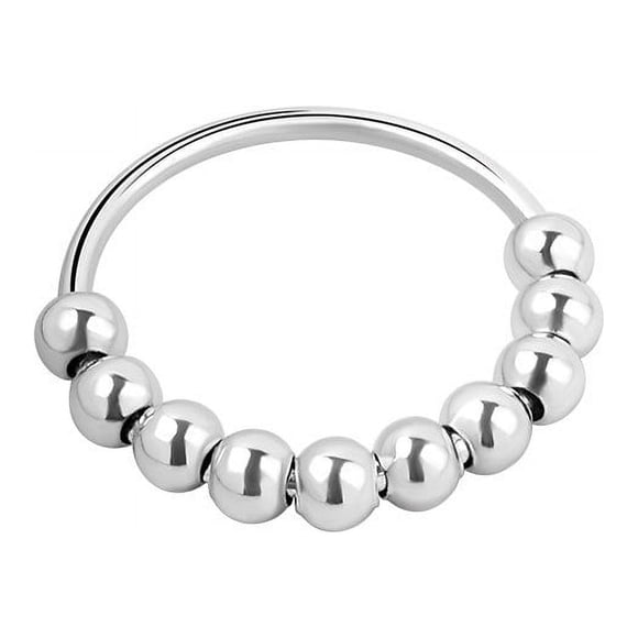 Anti Anxiety Ring for Women Men Fidget Rings for Anxiety Anxiety Ring with Beads Spinner Ring for Anxiety Spinning Ring(Size: 8)