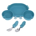 thumbnail image 2 of Silicone Suction Plate, Divided Toddler Plates Cute  For Kids Pink,Green,Blue, 2 of 8