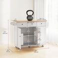 thumbnail image 3 of HOMCOM Mobile Kitchen Island with Power Outlet Drop Leaf Kitchen Cart White, 3 of 9