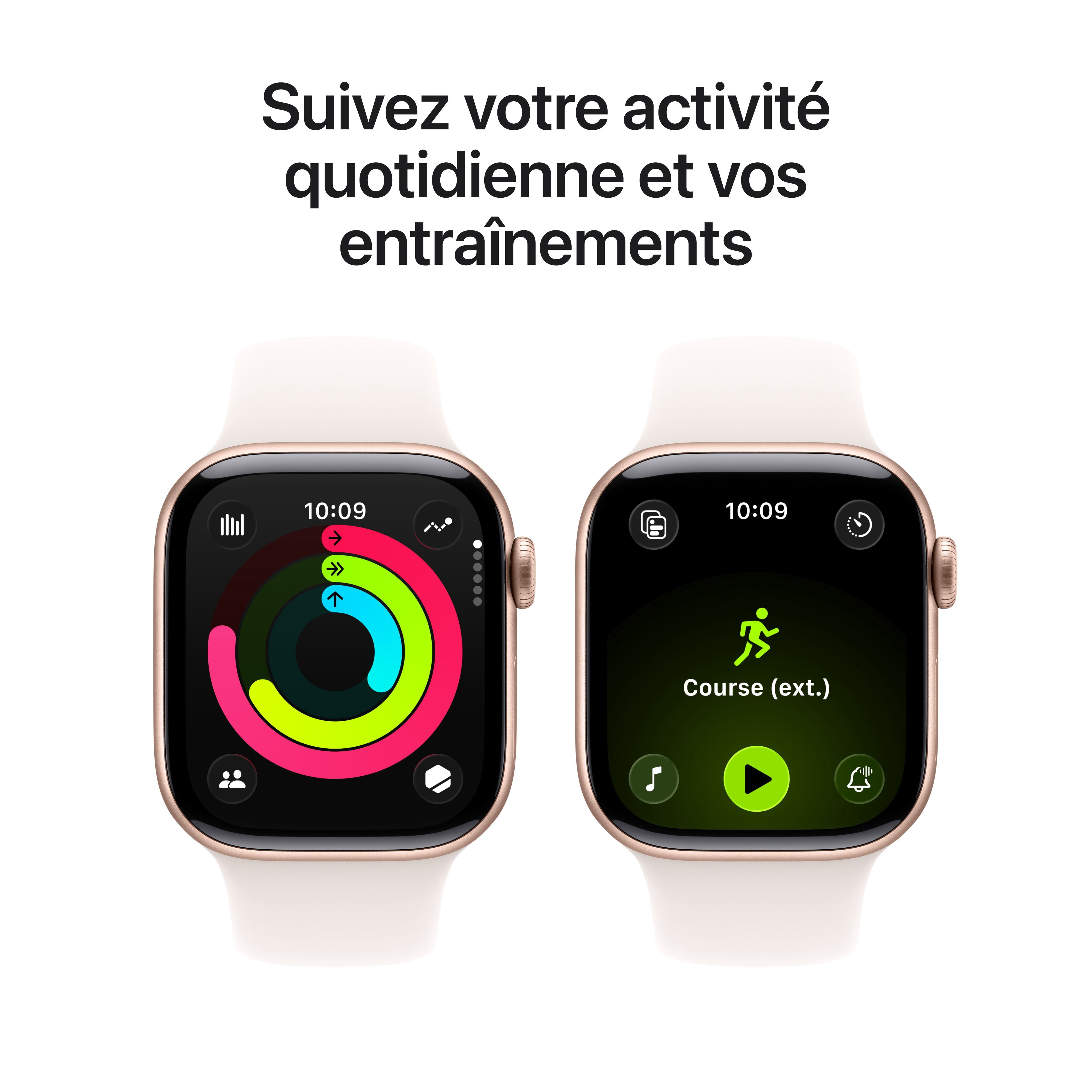 Apple Watch Series 11 GPS - Boîtier 46 mm en aluminium rosé - Bracelet sport rose tendre (M/G)