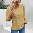 thumbnail image 4 of RXIRUCGD Haut/chemise à Manches Longues à Col Rond pour Femme, Décontracté, Uni, en Dentelle Patchwork, Jaune, Taille : L, 4 of 5